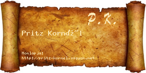 Pritz Kornél névjegykártya